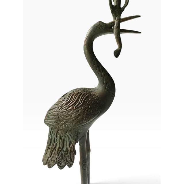 Metal Tsuru-Kame Japanese Brass Crane and Turtle Pricket Candleholder For Sale - Image 7 of 7