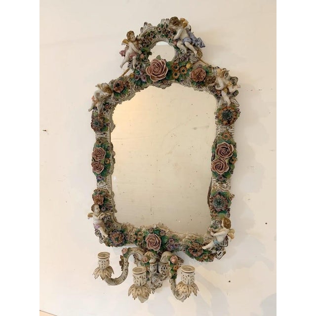 German Mirror with Candlesticks in Polychrome Porcelain For Sale - Image 17 of 17