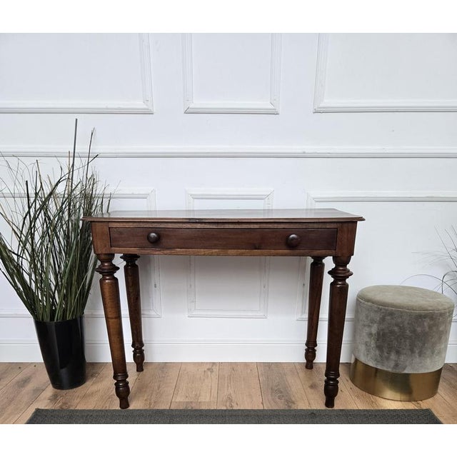 Antique Italian Rustic Walnut Kitchen Table, 1890s For Sale - Image 6 of 9