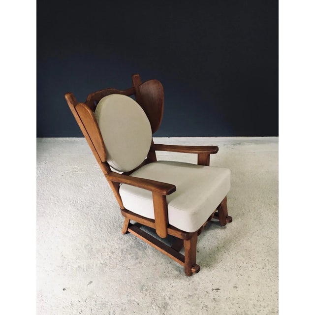 1950s Brutalist Oak Wingback Lounge Chair, Netherlands, 1950s For Sale - Image 5 of 18