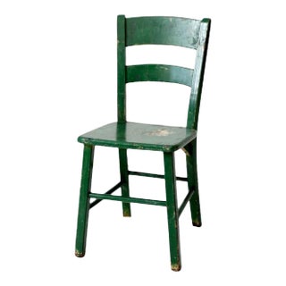 Antique Green Painted Wooden Chair For Sale