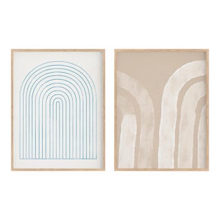Contemporary Minimalist Abstract Giclee Prints, Framed - a Pair For Sale