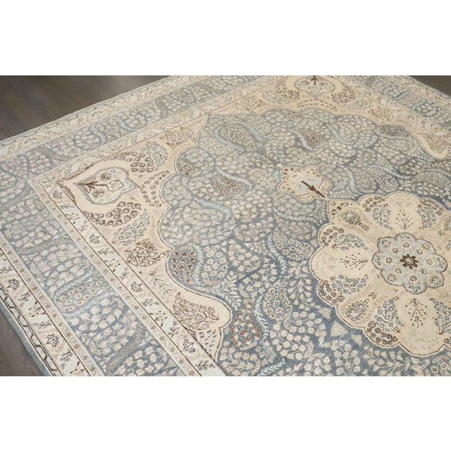 Vintage Blue Persian Tabriz Medallion Carpet - 9'5" x 12'3" For Sale In New York - Image 6 of 10