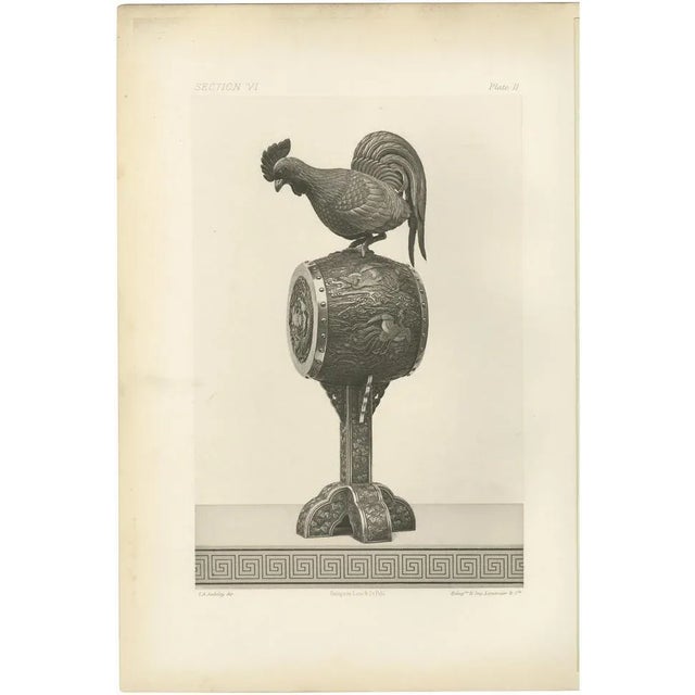 Rooster on an Ornamental Drum, 1884, Paper For Sale - Image 6 of 6