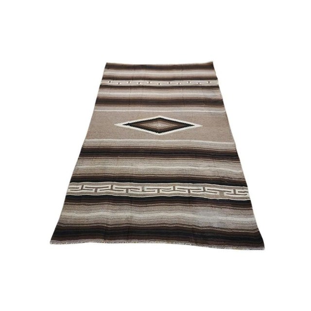 Antique Navajo Native American Geometric Ivory Beige Cream White 1930s Rug, Country of Origin: Native American Rugs, Circa...