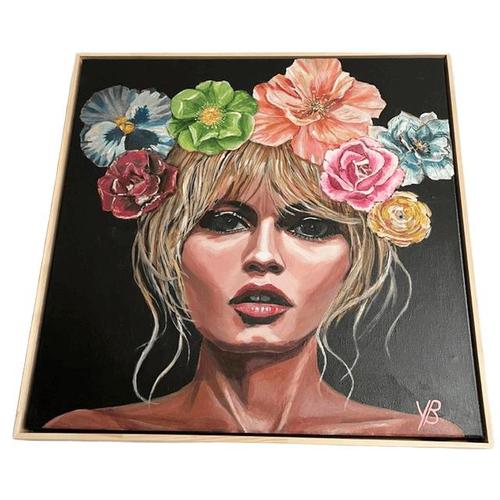 Yvonne Beeris, Brigitte Bardot Fleur Nocturne, Acrylic on Canvas, Framed For Sale - Image 4 of 10