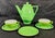 Beautiful vintage ceramic tea or coffee set by Società Ceramica Italiana (Laveno), Italy, featuring a vibrant solid green...