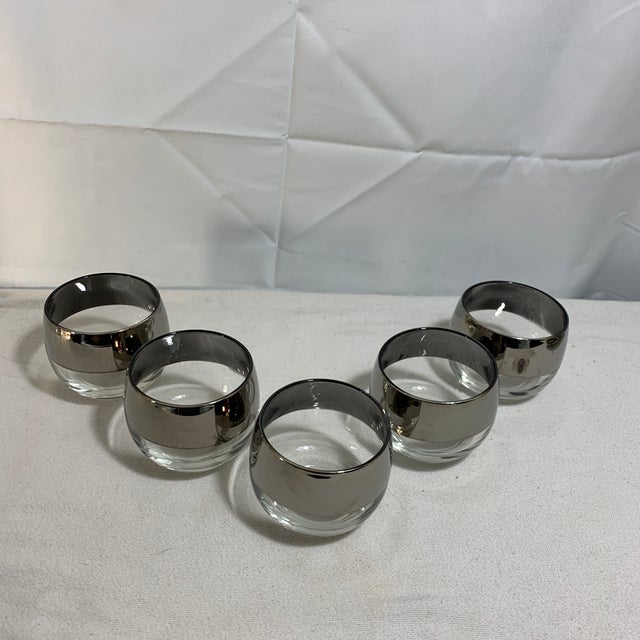 1960s 1960s Mid Century Modern Silver Ombré Roly Poly Glasses - Set of 5 For Sale - Image 5 of 5