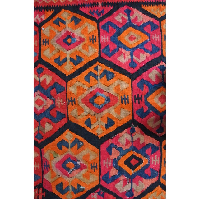 1930s Vintage Geometric Kilim Runner-4'10" x 10'7" For Sale - Image 4 of 11