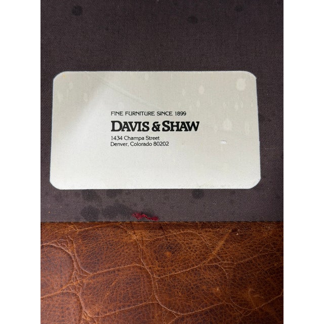 Embossed Cognac Leather Wing Back Chair by Davis and Shaw For Sale - Image 16 of 17