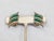 Napier Vintage 1964 Napier Book Piece Goldtone Faux-Jade Clip Earrings- 2 Pieces For Sale - Image 4 of 11