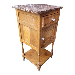 French Provincial Handcrafted Nightstand with Marble Top, 1920s For Sale
