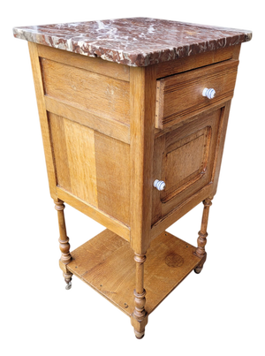 French Provincial Handcrafted Nightstand with Marble Top, 1920s