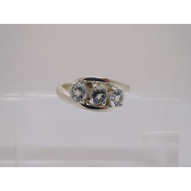 Trilogy Ring with Aquamarine in 925 Sterling Silver, 2010s For Sale - Image 6 of 18