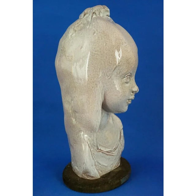 Beige 20th Century Majolica Bust of a Girl by Pietro Melandri for Matteucci, Italy For Sale - Image 8 of 18