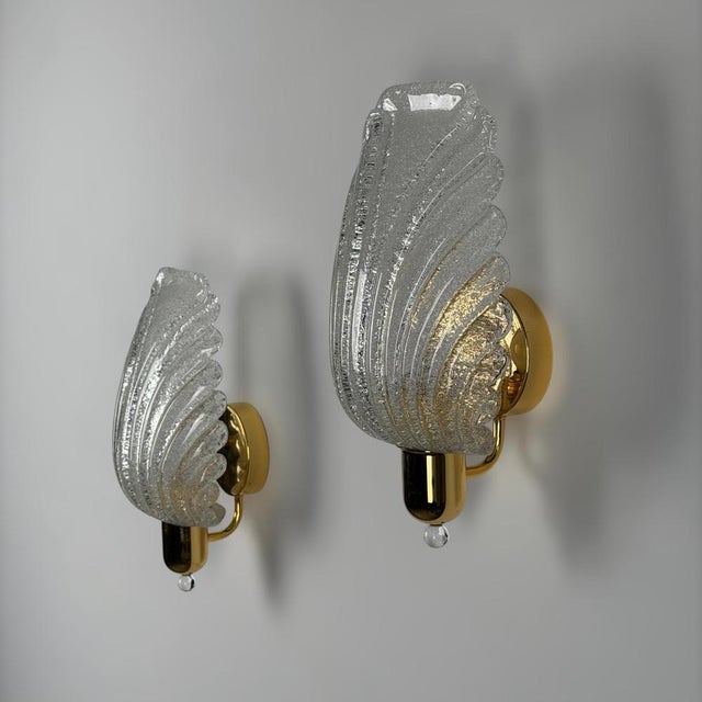 Large Vintage Wing Wall Sconces from Barovier & Toso, Italy, 1980s, Set of 2 For Sale - Image 6 of 17