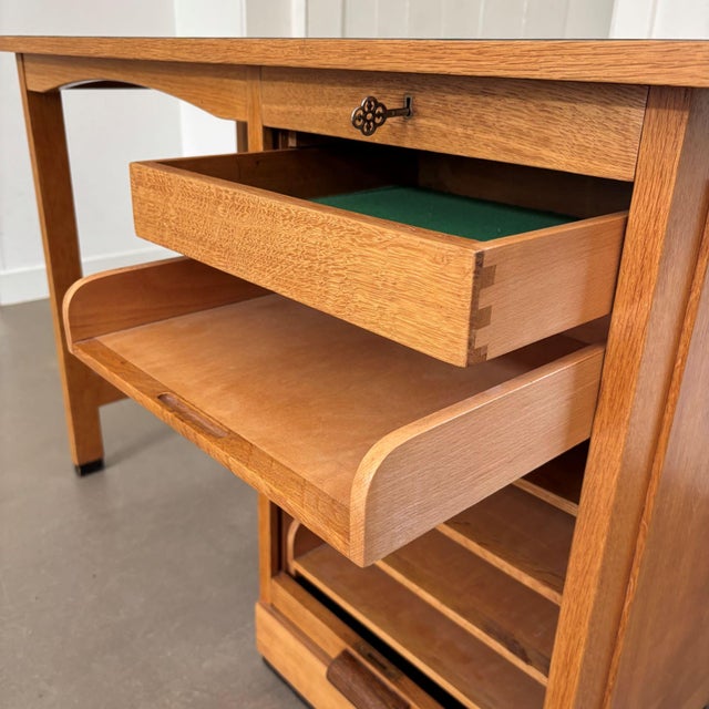 Art Deco Amsterdamse School Desk, the Netherlands, 1950s For Sale - Image 9 of 10