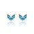 Contemporary Dainty Blue Topaz Leaf Earrings | v-Shape Marquise Cut Gemstone Studs | Minimalist December Birthstone Studs - A Pair For Sale - Image 3 of 4