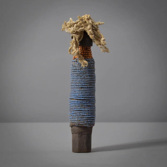 Wood Early 20th Century Original Namchi Namji Beaded Fertility Doll Cameroon For Sale - Image 7 of 9