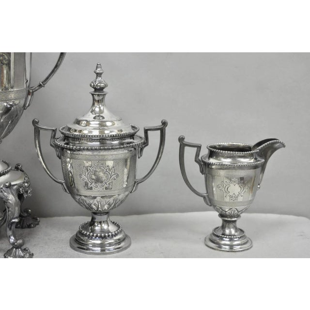Reed & Barton Antique Reed & Barton 1929 English Regency Silver Plated Samovar Tea Set - 4 PCS For Sale - Image 4 of 18
