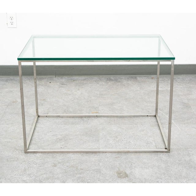 Mid-Century Modern Mid Century Modern End Table Side Metal Glass Vintage Silver Rectangular MCM For Sale - Image 3 of 12