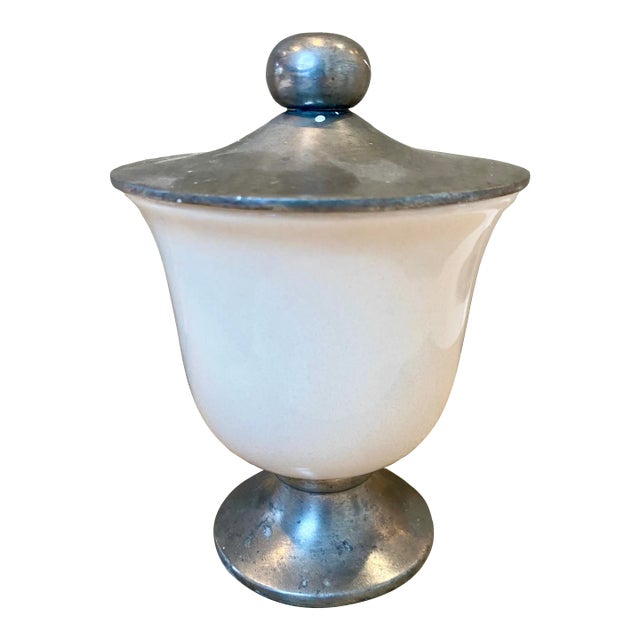 Vintage Labrazel Ceramic and Pewter Jar With Cover, Made in Italy For Sale
