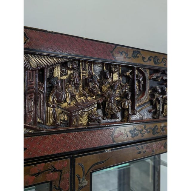 Wood Chinese Richly Carved Display Cabinet, 1900s For Sale - Image 7 of 12