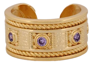Mystic Queen Amethyst Cuff Gold Ring, Size 4