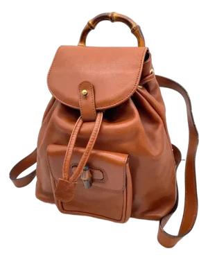 1990s Gucci Bamboo Mini Backpack Leather Brown
