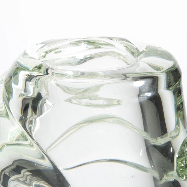 Hand Blown Murano Vase Gomitolo in Clear With a Hint of Green Extra Tall For Sale In Los Angeles - Image 6 of 10