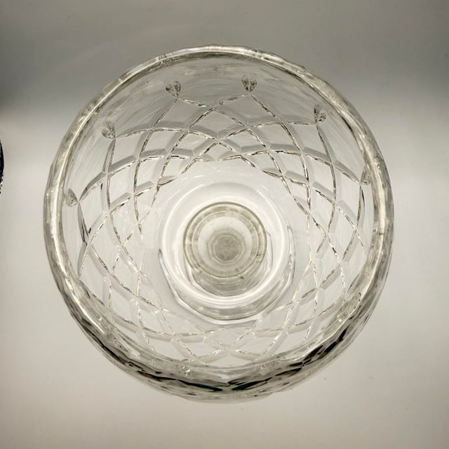 Vintage Polish 24% Lead Crystal Candle Holder Goblet Hand Cut Diamond Pattern 9" For Sale - Image 11 of 11