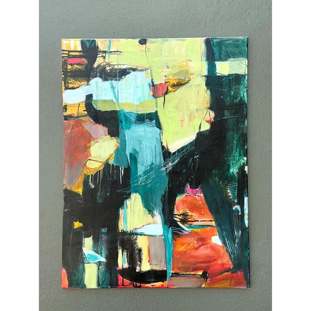 Vintage Abstract Expressionist Oil Painting on Canvas For Sale - Image 10 of 12