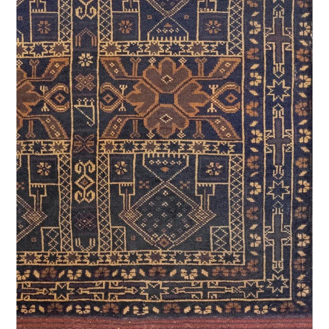 MANSOUR Early 20th Century Handwoven Wool Baluch Accent Rug For Sale - Image 4 of 5