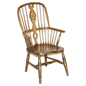 Antique Victorian Windsor Elm Wheel Hoop Back Armchair, 19th Century