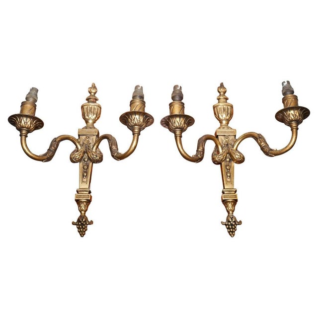French Brass Sconces, Set of 2 For Sale - Image 13 of 13