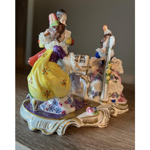 White Vintage Muller Volkstedt Dresden Rocco-Baroque Style German Porcelain Musical Group For Sale - Image 8 of 8