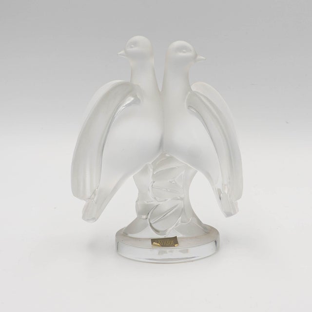 Lalique "Ariane" Love Doves Frosted Crystal Scuplture