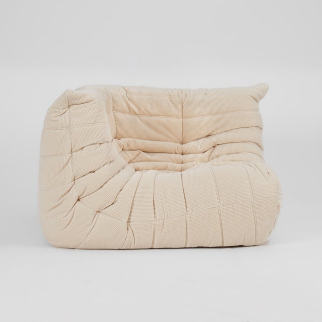 Ligne Roset Authentic Ligne Roset Togo Corner Chair & Ottoman in Vanilla Corduroy For Sale - Image 4 of 11