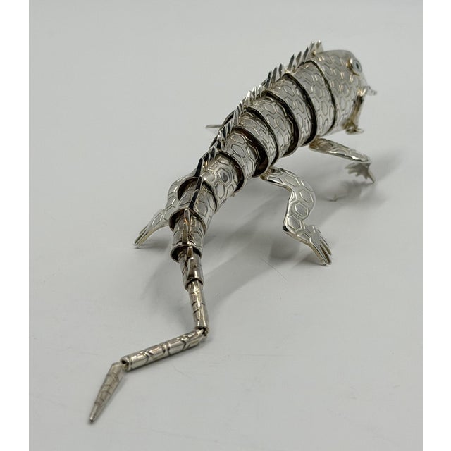 1980s Emilia Castillo Articulated Silver-Plated Brass Lizard Sculpture, Mexico 1980's For Sale - Image 5 of 18
