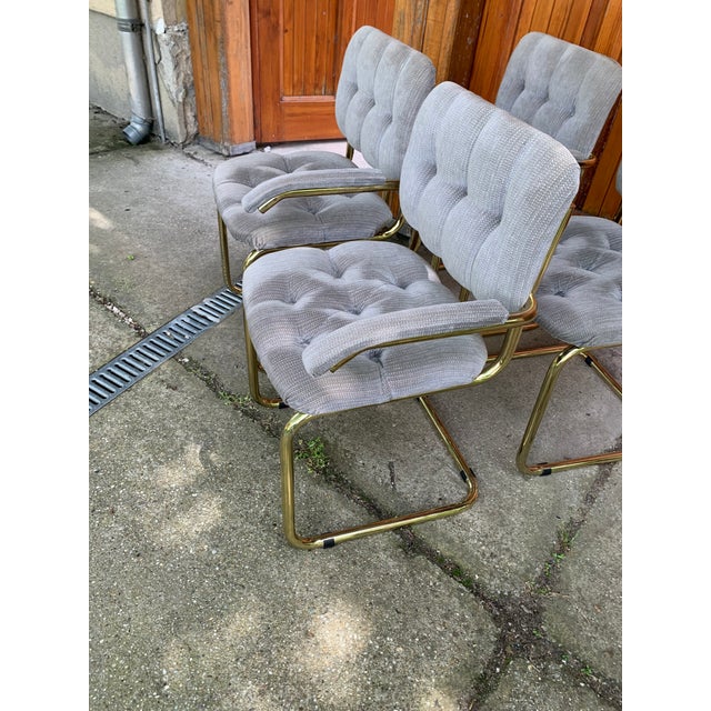Vintage Italian Dining Chairs in Brass, 1970s, Set of 4 For Sale - Image 10 of 15