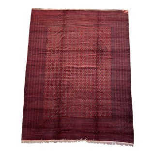 Vintage Afghan Turkmen Ersari All-Over Gul Oversize Rug - 13'1" X 10'4" For Sale