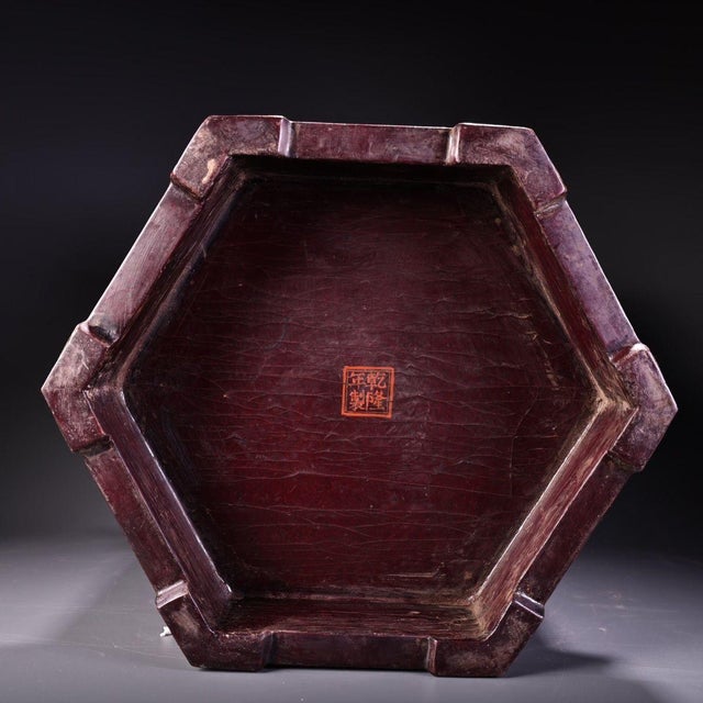 Red Late 20th Century Gilt Lacquered Wood Hexagonal Shrine With Calligraphy For Sale - Image 8 of 10