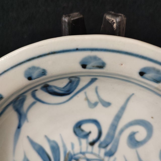 Chinese Ceramic Plate,Blue and White Porcelain Plate Hand Painted Flowers and Birds Pattern For Sale In Seattle - Image 6 of 11