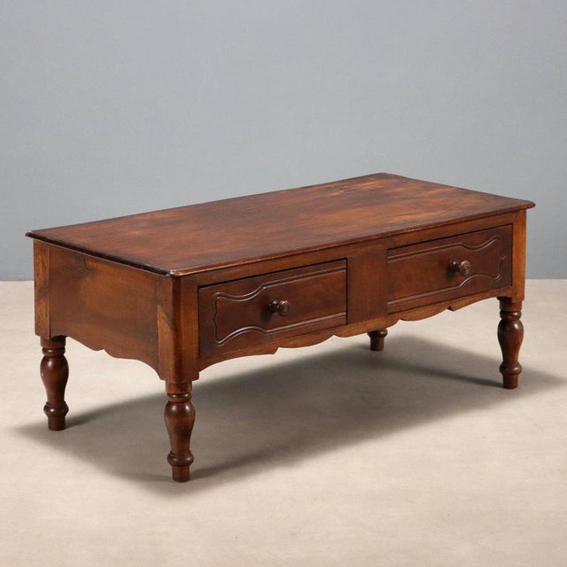 Brown Table with Drawers in Walnut For Sale - Image 8 of 8