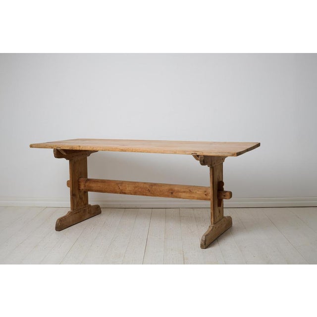 Antique Swedish Rustic Trestle Dining Table or Worktable For Sale - Image 5 of 12