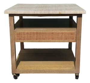 Vintage 1960s Mahogany & Travertine Top Side Table by Harvey Probber