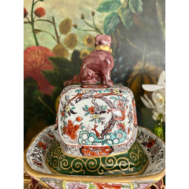 Ceramic Early 19th Century Mason’s Ironstone Muscovy Duck & Canton Alcove Vase and Cover For Sale - Image 7 of 16