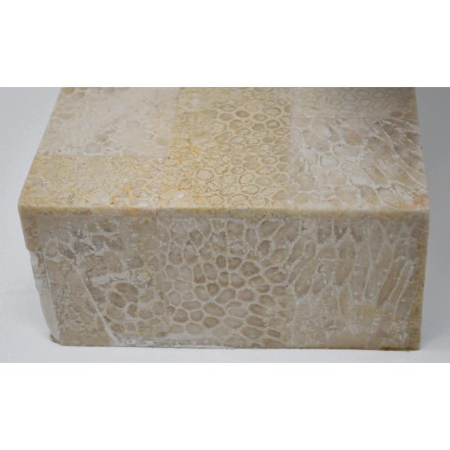 Cream 1980s Maitland-Smith Style Tessellated Stone Mother of Pearl Brass Fish For Sale - Image 8 of 11