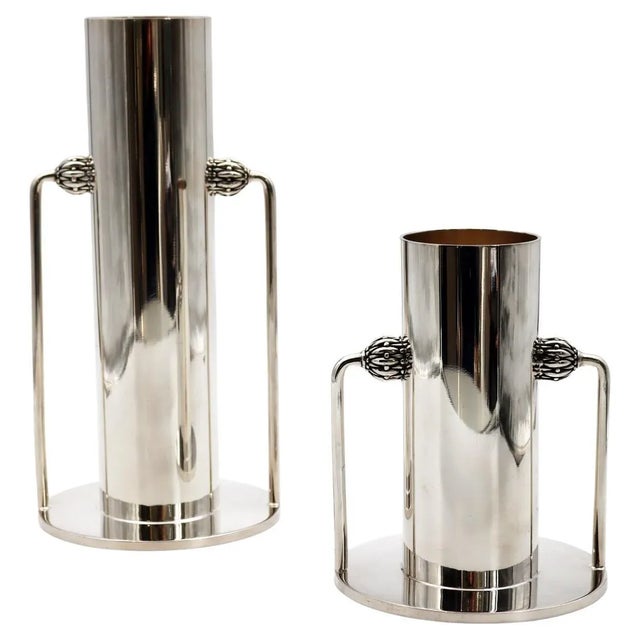 Small or Tall Silver Bronze Vase by Richard Lauret, Set of 2 For Sale - Image 9 of 9