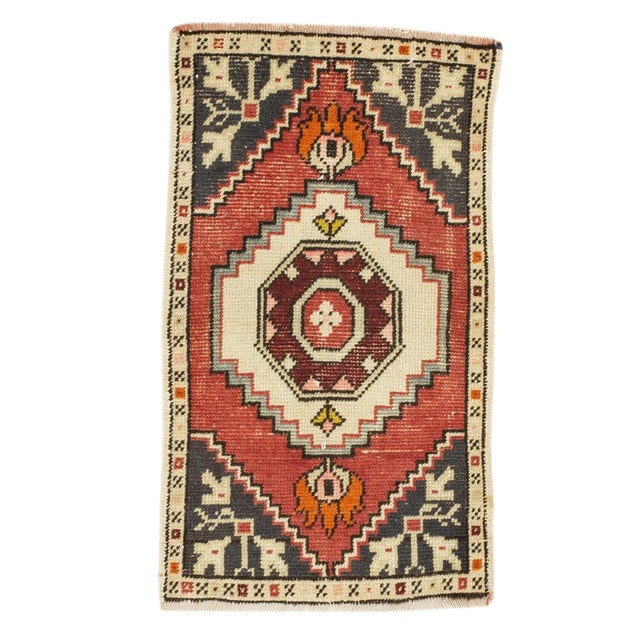 Mini Vintage Turkish Rug For Sale - Image 4 of 4